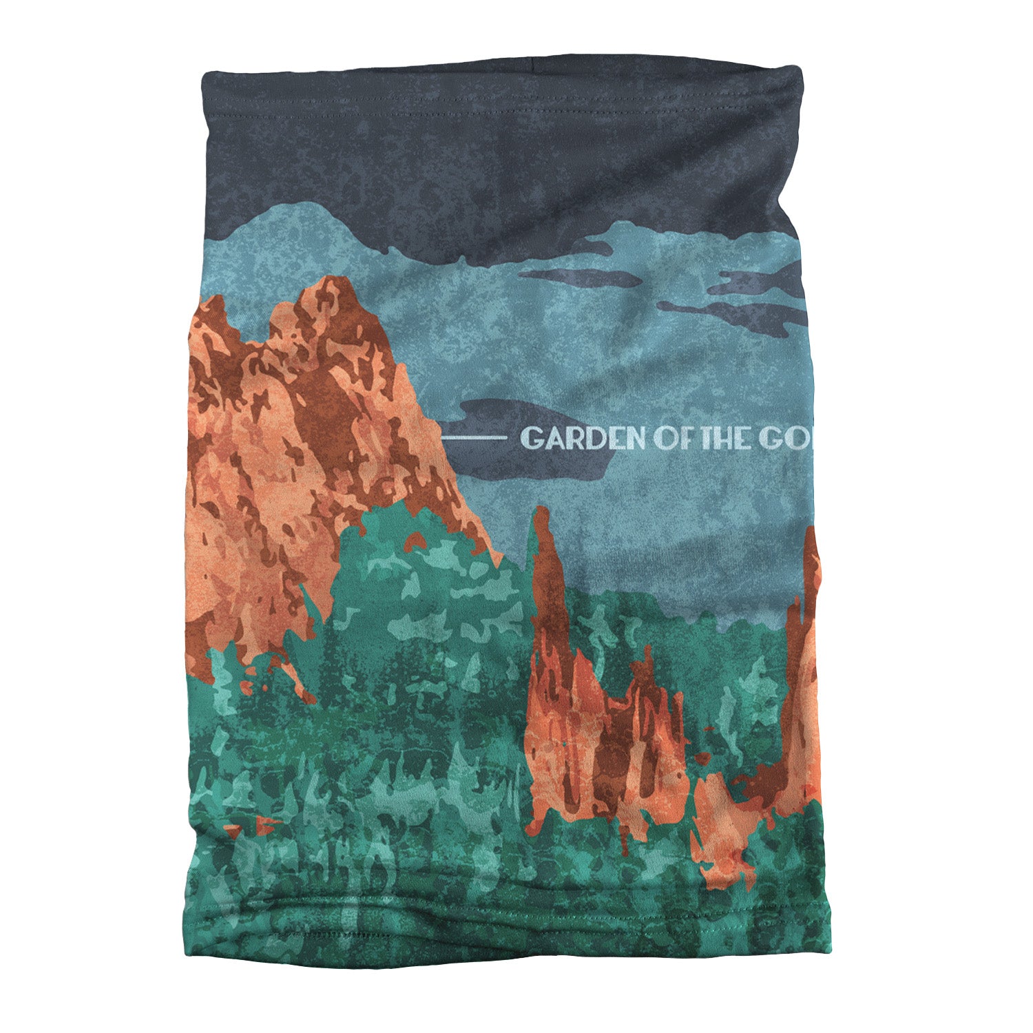 Garden of the Gods Abstract Neck Gaiter - Flat Table Lay - Knotty Tie Co.