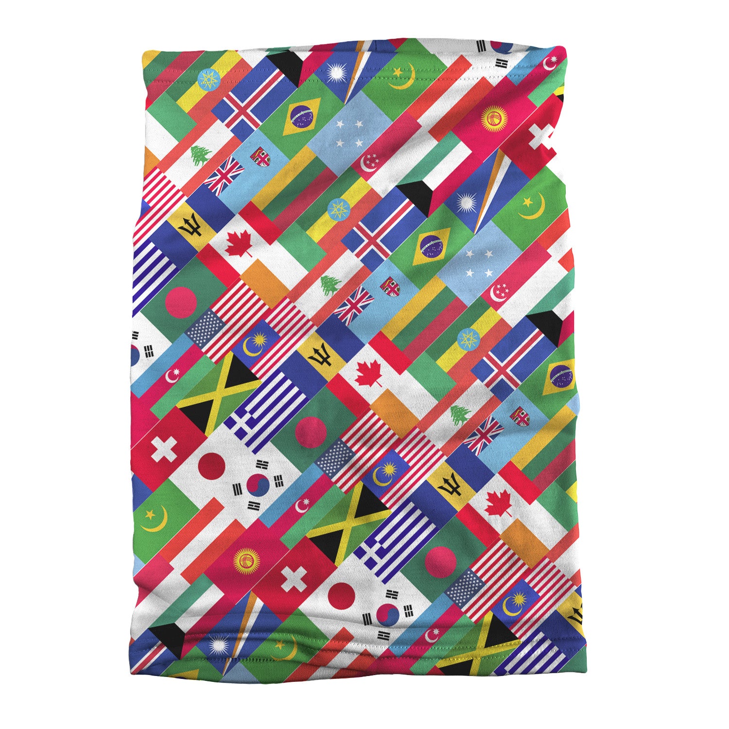 World Flags Neck Gaiter - Flat Table Lay - Knotty Tie Co.