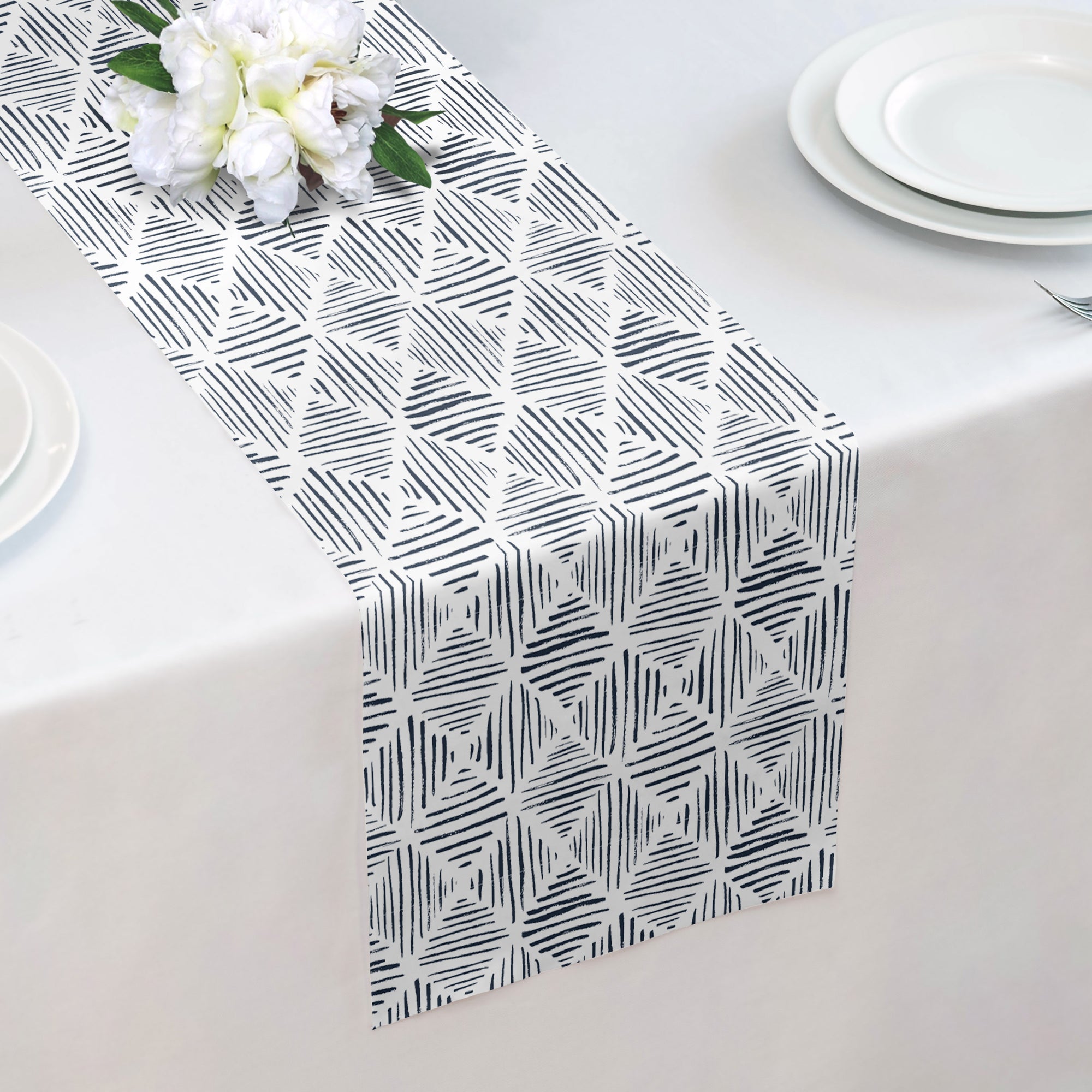 Drawn Geo Table Runner -  -  - Knotty Tie Co.