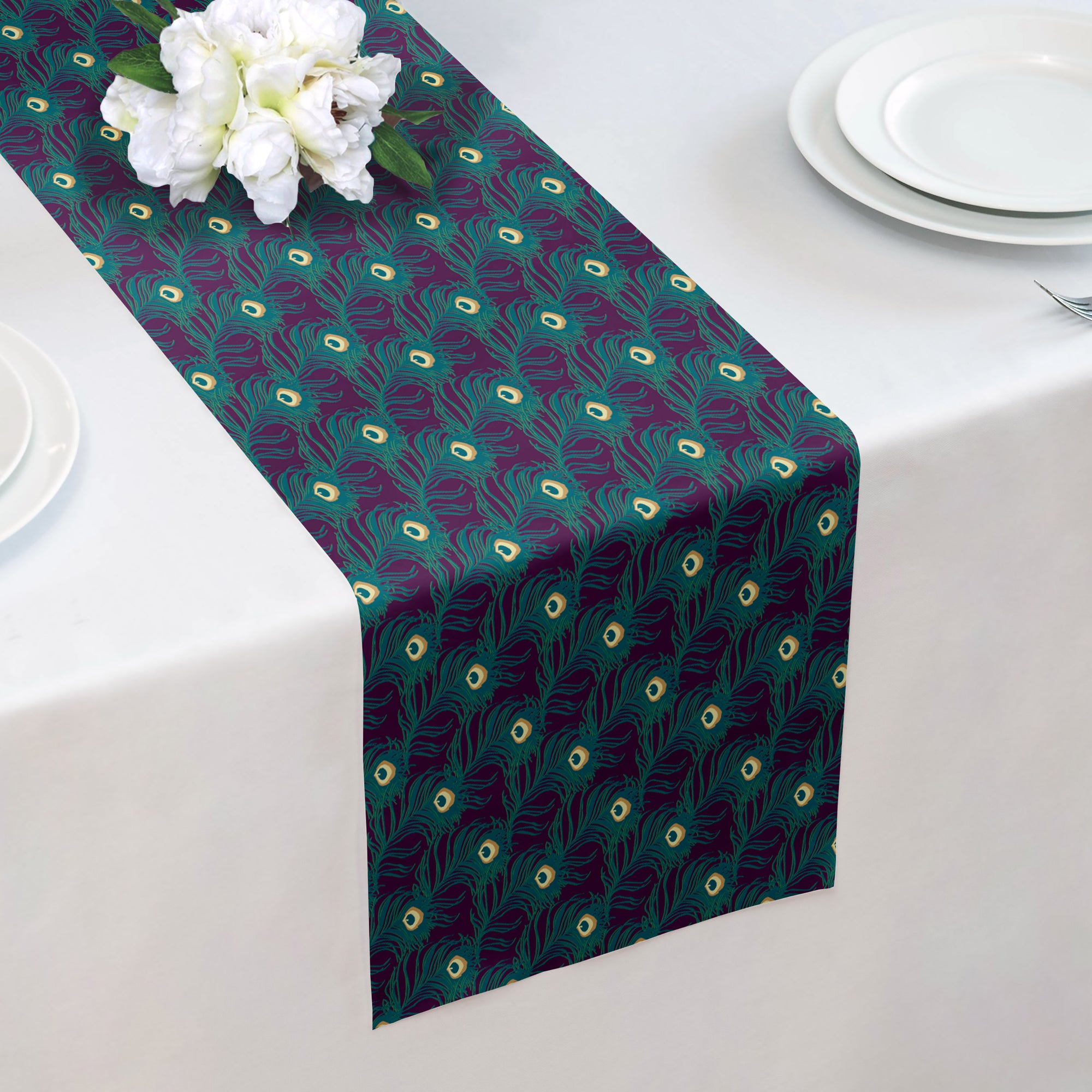 Peacock Feathers Table Runner -  -  - Knotty Tie Co.