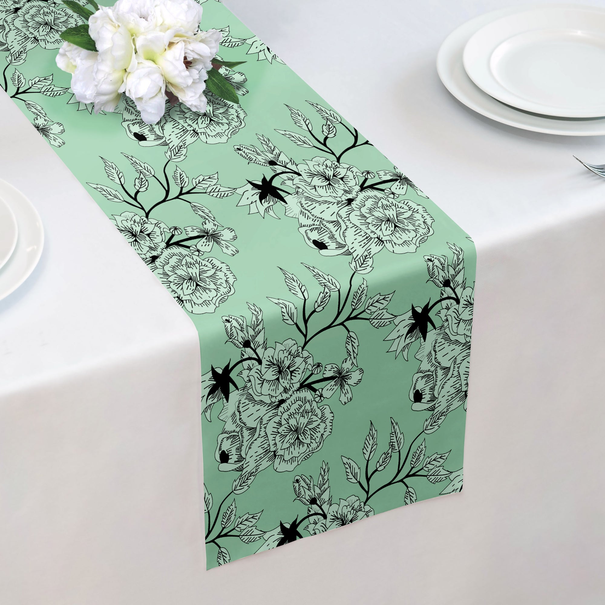 Porcelain Floral Table Runner -  -  - Knotty Tie Co.
