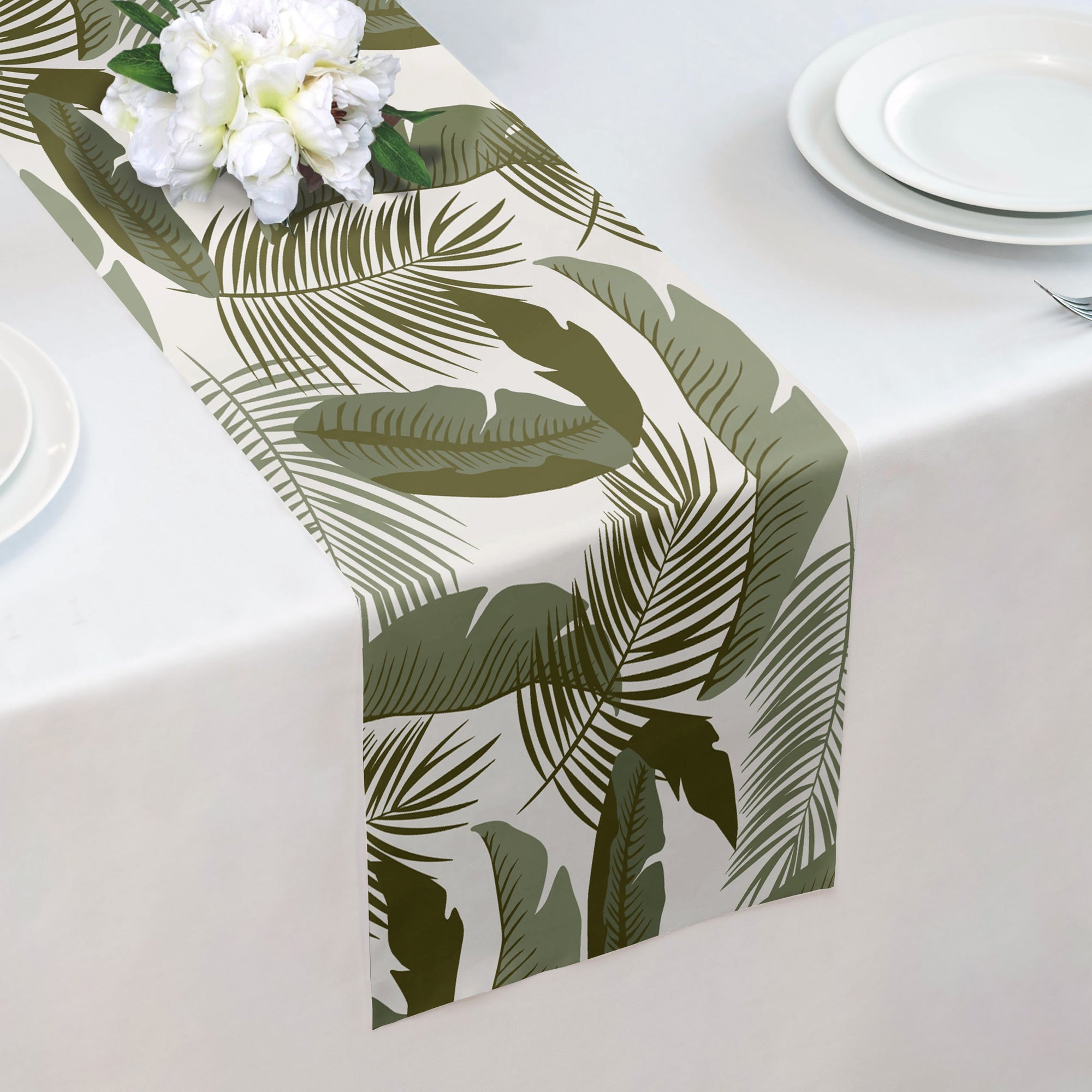 Tropical Leaves Table Runner - 12" x 72" -  - Knotty Tie Co.