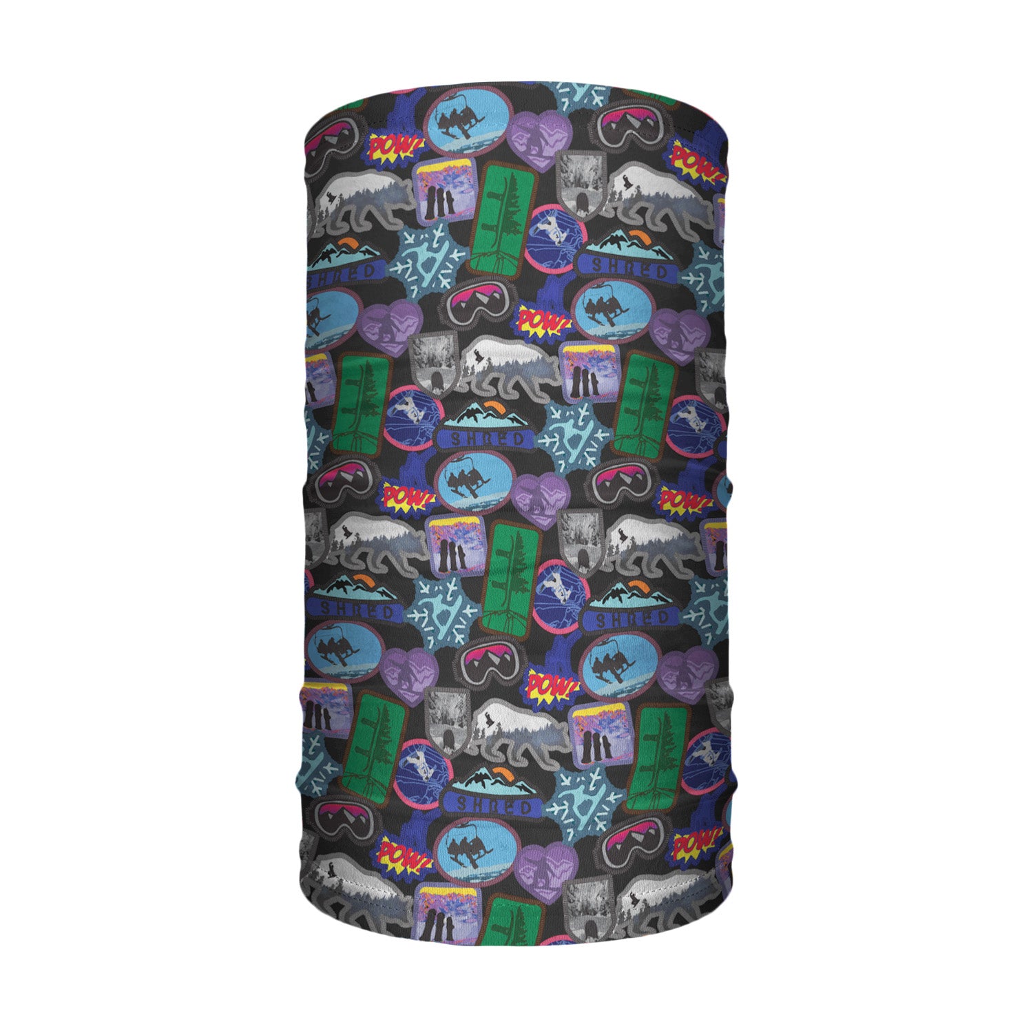 Snowboard Patches Neck Gaiter - Tube Render - Knotty Tie Co.