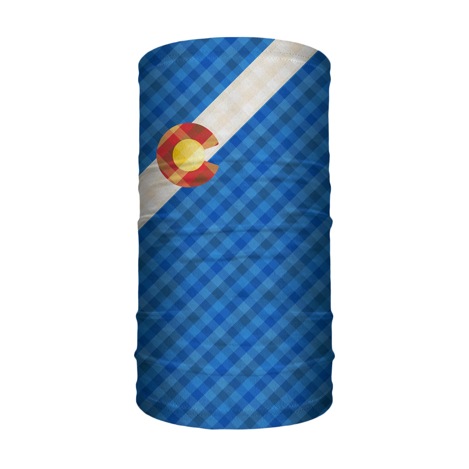 Colorado Gingham Neck Gaiter - Tube Render - Knotty Tie Co.