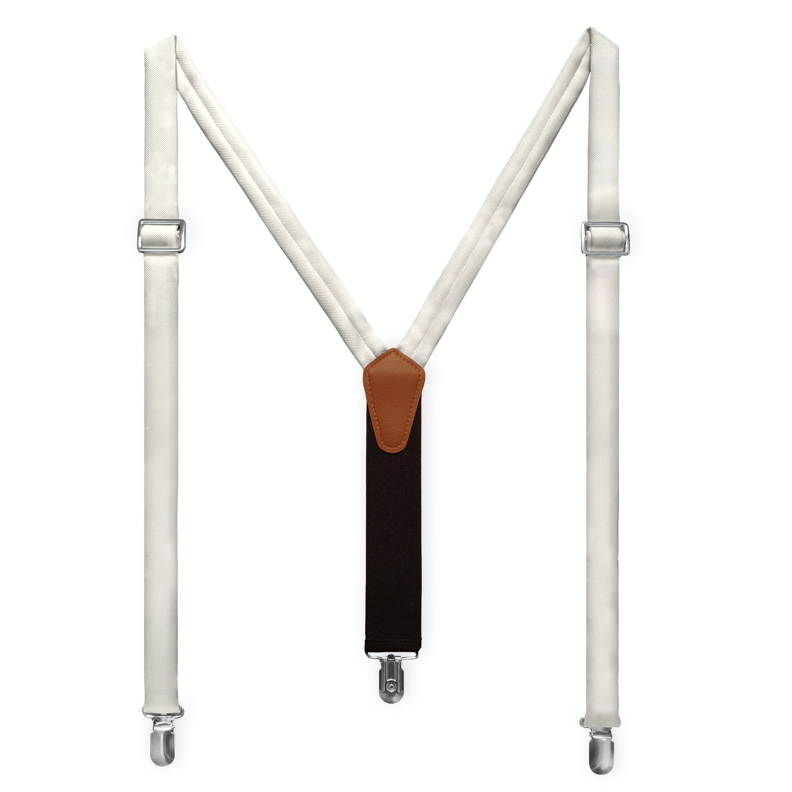 Solid KT Ivory Suspenders - Full Front View - Knotty Tie Co.