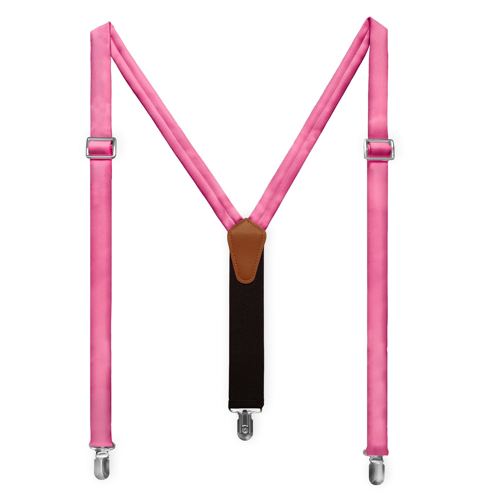 Solid KT Pink Suspenders - Full Front View - Knotty Tie Co.