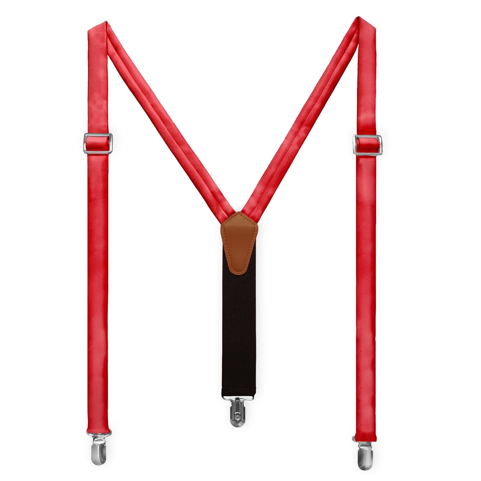 Solid KT Red Suspenders - Full Front View - Knotty Tie Co.