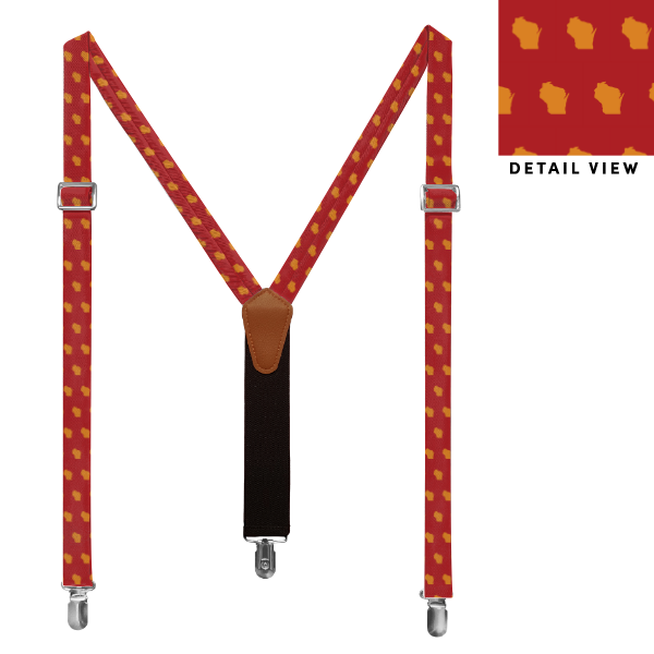 Wisconsin State Outline (Customized) Suspenders -  -  - Knotty Tie Co.